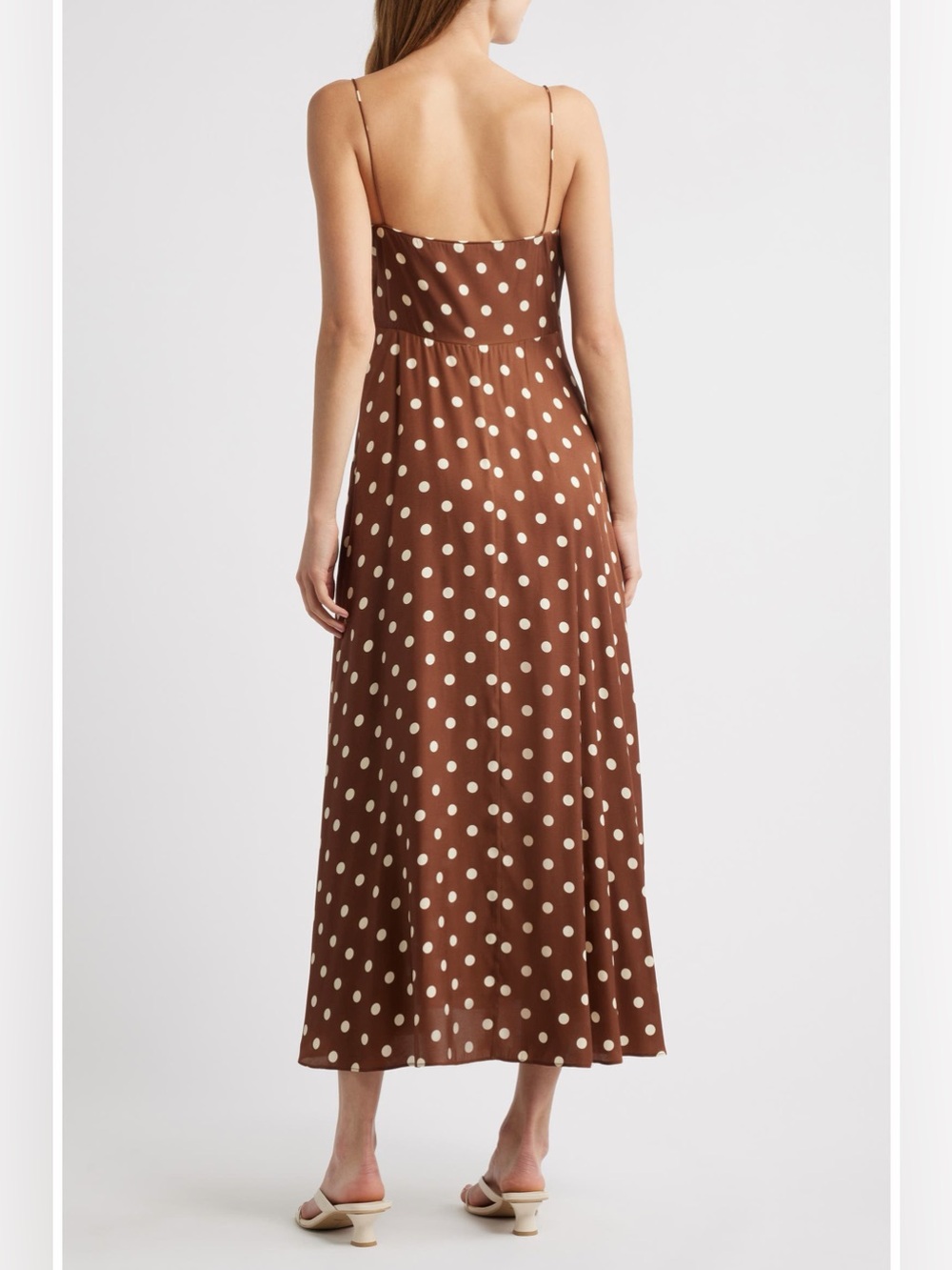 DOEN Lorraine Polka Dot Silk Blend Satin Midi Dress - Picture 2 of 7